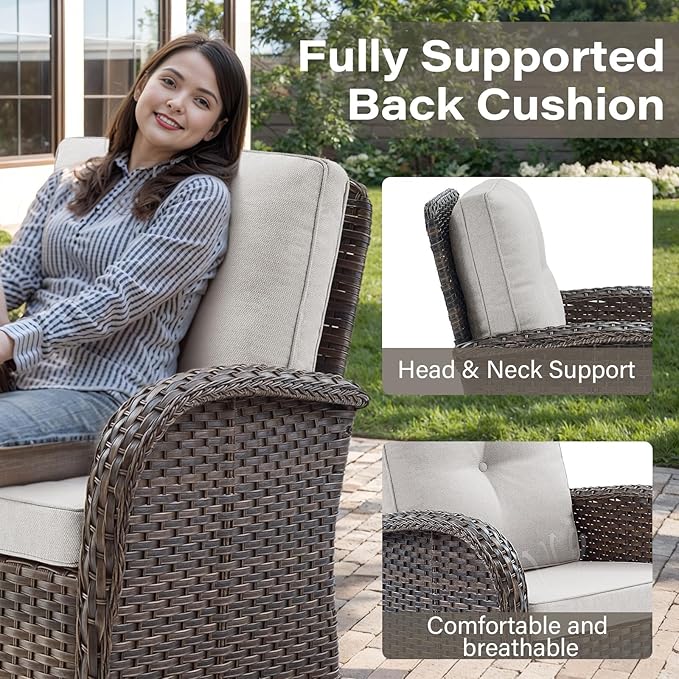 Belord 5 Piece Swivel Rocker Glider Outdoor Chairs Set of 2
