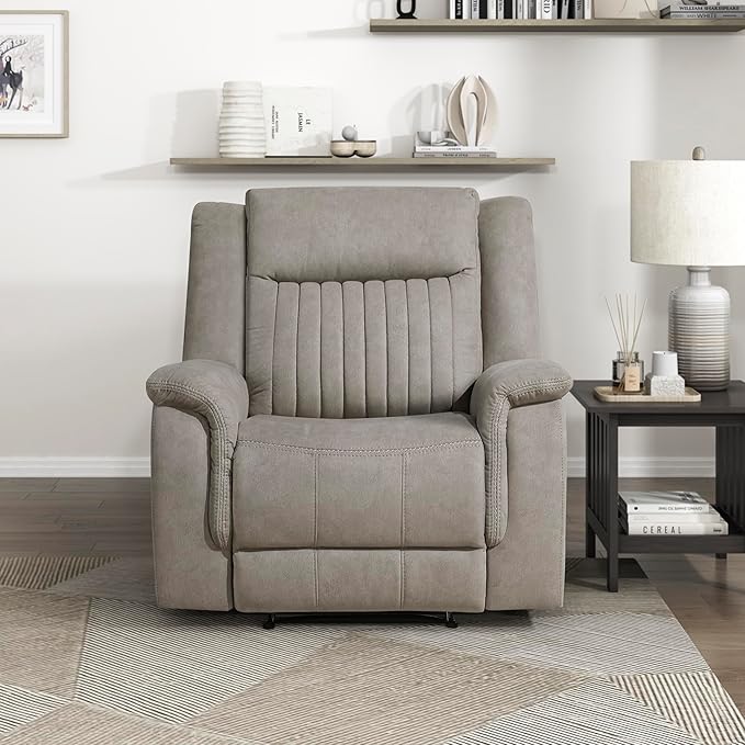 Lexicon Manual Recliner Chair, Polished Microfiber Reclining Sofa Chair