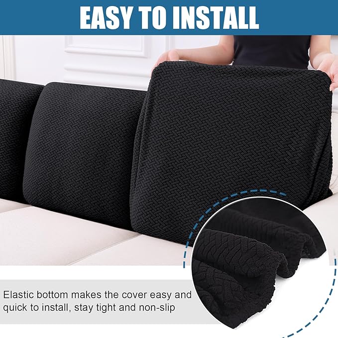 Smiry Waterproof Couch Cushion Covers, Stretch Jacquard Thick Sofa Cushion