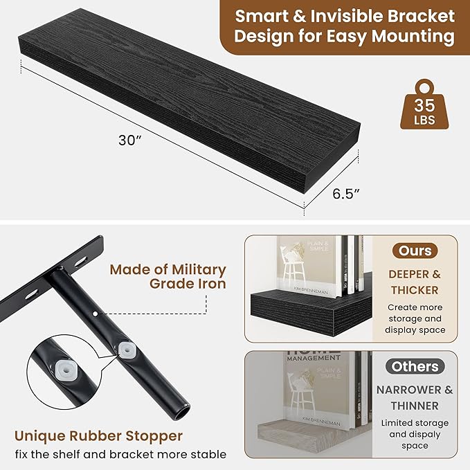 fuqing Floating Shelves for Wall, Wall Mounted Wood Floating Shelf