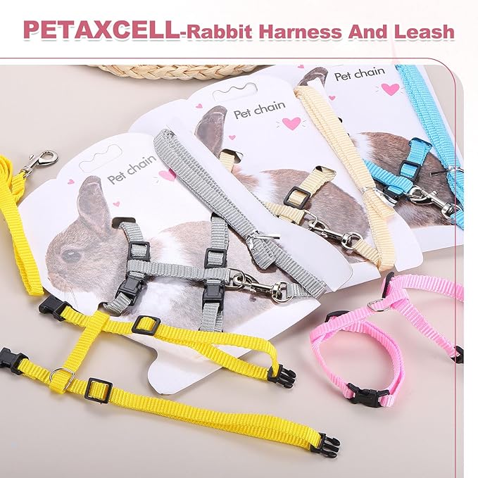 Rabbit Harness and Leash, Escape Proof Bunny Cat Leash Small Animal Harness Soft Adjustable Buckle(2Pcs, Brown) for Bunny Kitten Cats Puppies Walking Hiking Training