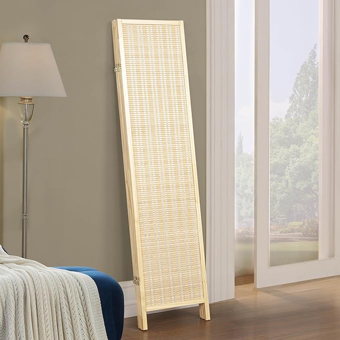 Roundhill Furniture Inkwell 4-Panel Bamboo Room Divider, Folding Portable