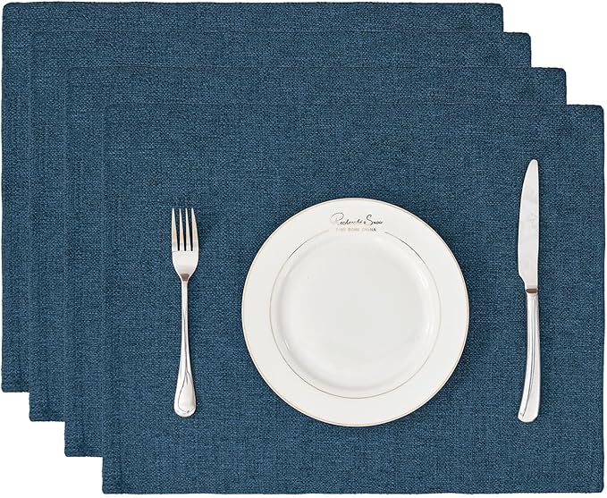 BALCONY & FALCON Placemats Set of 4 Faux Linen Cloth Place Mats Washable
