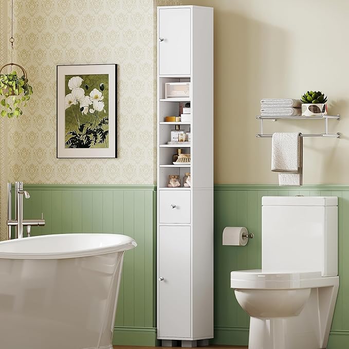 TEENFON Bathroom Cabinet, Narrow Bathroom Storage Cabinet