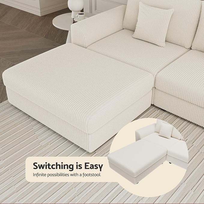 146" Modular Sectional Sofa, Oversized U Shaped, Convertible Sleeper Sofa