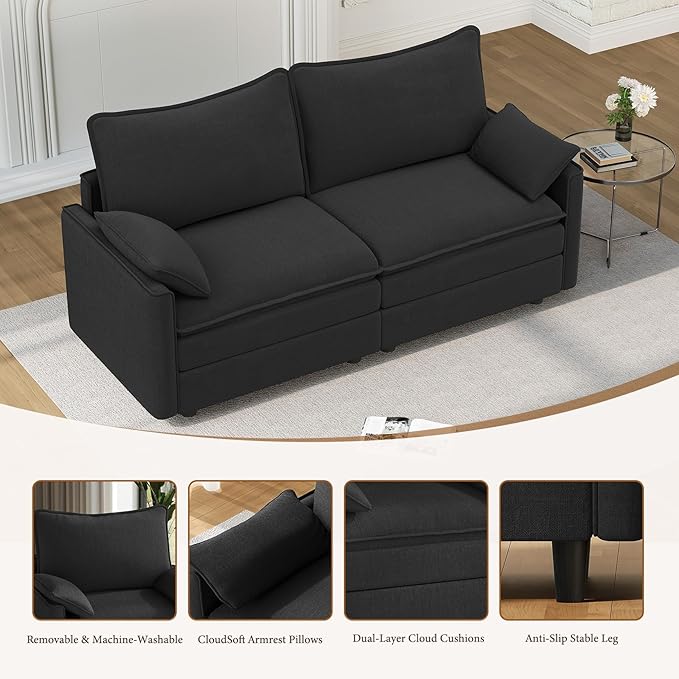 Vesgantti 74" Loveseat Sofa for Living Room, Comfy Cloud Couch Deep Seat