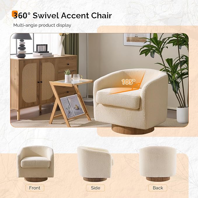 VINGLI 360°Swivel Accent Chairs Set of 2