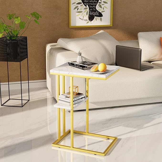 Easy Paws C Shaped End Table, Small Side Table