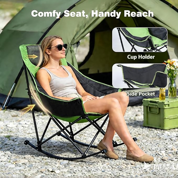SUNNYFEEL Oversized Rocking Camping Chair 2 Pack, Fully Padded Patio Chair
