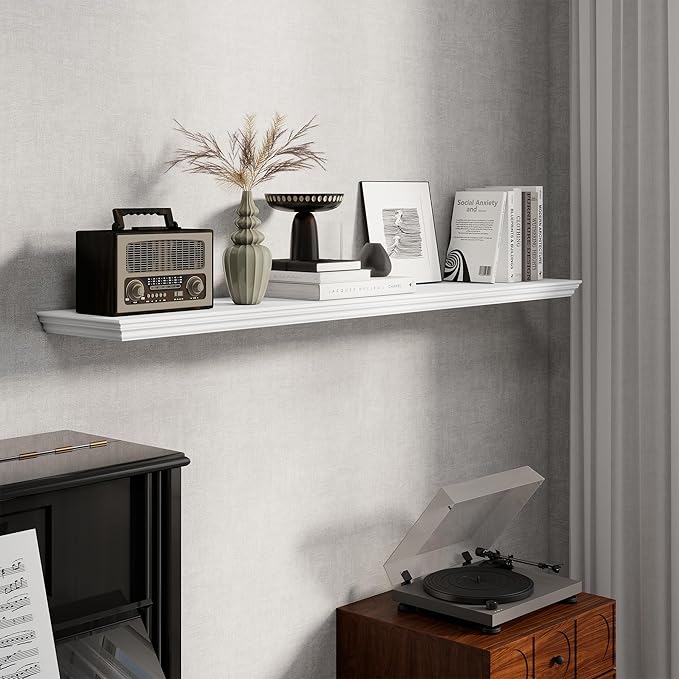 Fun Memories Floating Shelves 55 Inch Long, 9.3 Inch Deep Classic Crown Molding