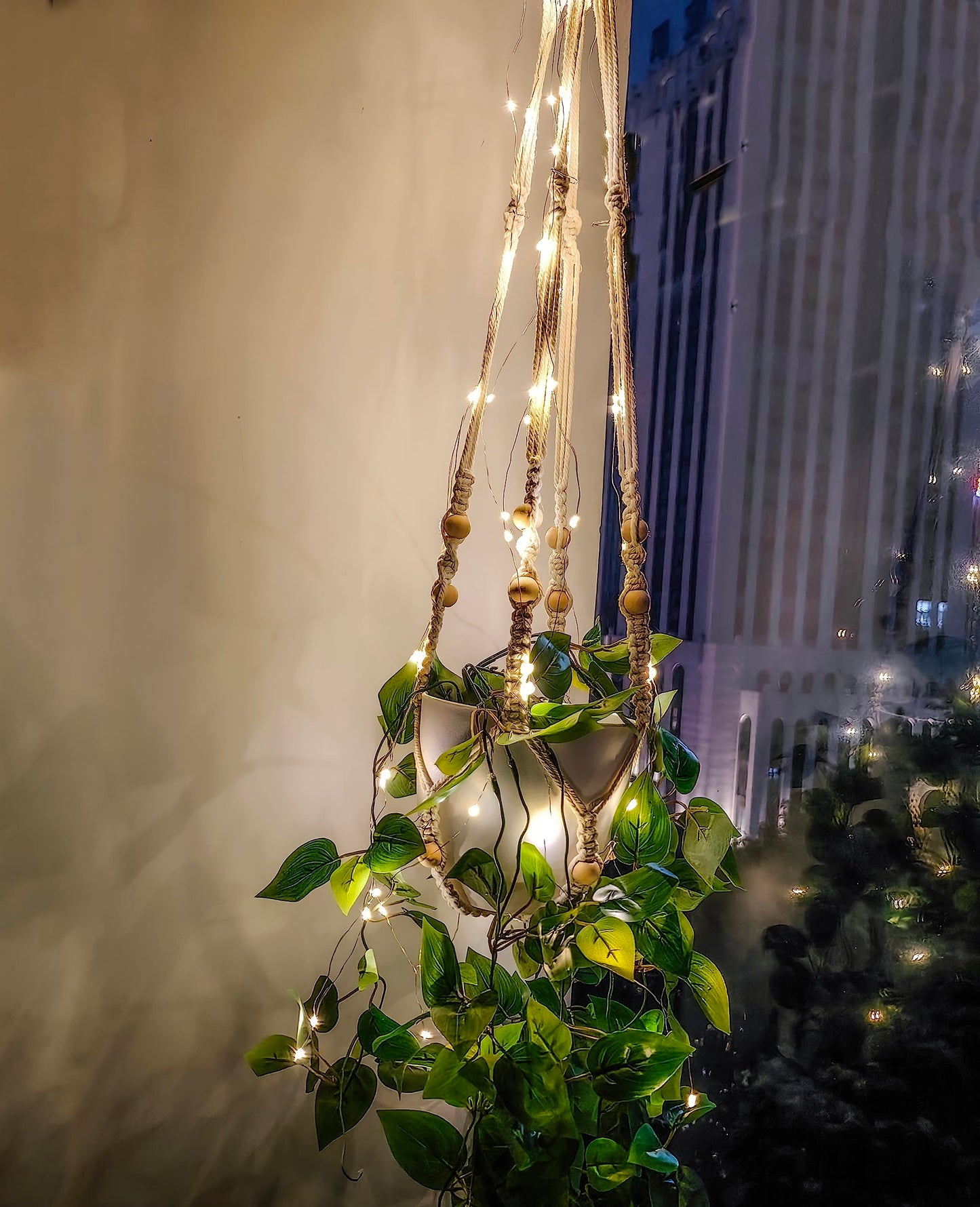 Comtelek Fake Hanging Plants with Lights Artificial Plants for Home Decor Macrame Plant Hanger with Fake Vines Faux Hanging Planter for Wall Ceiling Bedroom Bathroom Kitchen Office Boho Decor Indoor