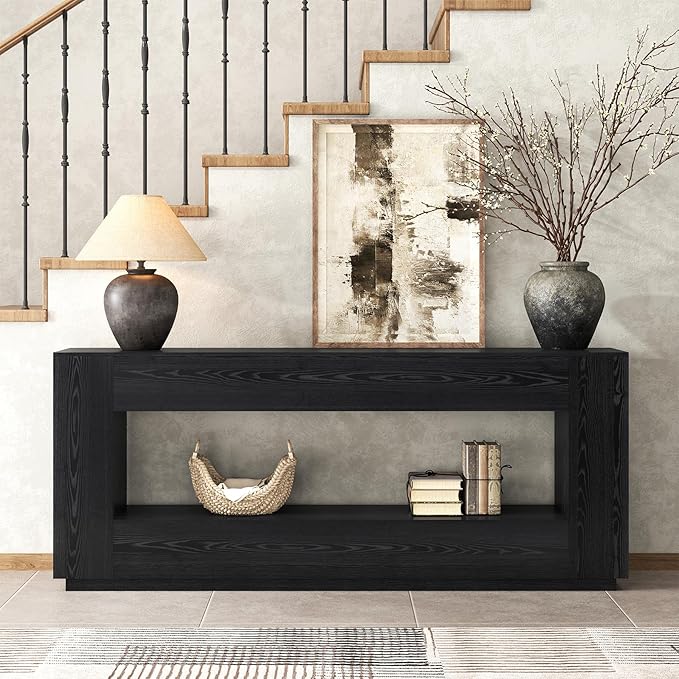 Epecoya 78 Inch Extra Long Console Table, 2-Tier Wood Entryway Table