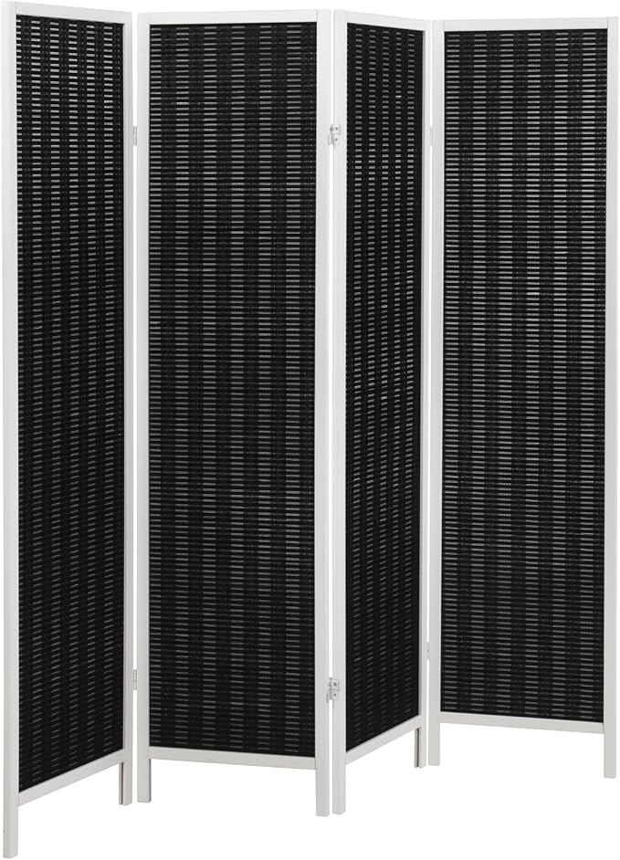 Roundhill Furniture Inkwell 4-Panel Bamboo Room Divider, Folding Portable