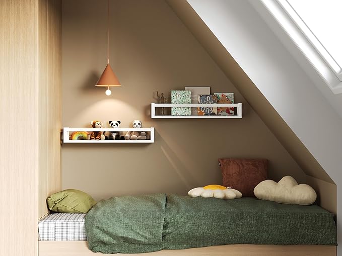 TidyCorner Upgraded Thick Floating Shelves, 24 Inch Solid Wood Bookshelf