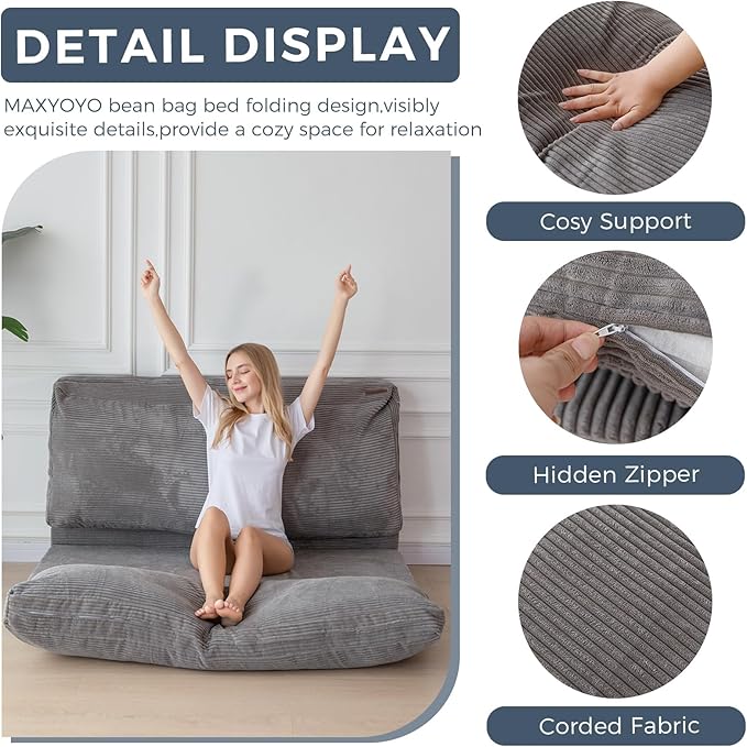 MAXYOYO Folding Sofa Bed, Floor Sofa Convertible Sleeper Chair
