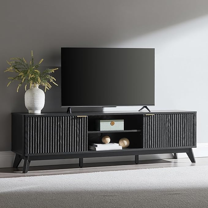 OKD 70" Mid Century Modern Fluted TV Stand, Entertainment Center, Media Console