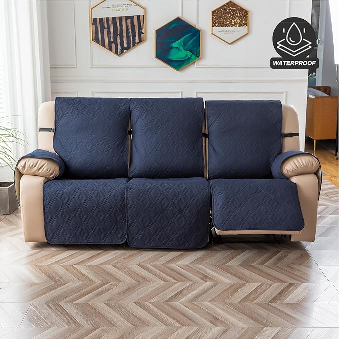 Genina Waterproof Couch Cover for Reclining Couch 3 Seater Non-Slip, Washable