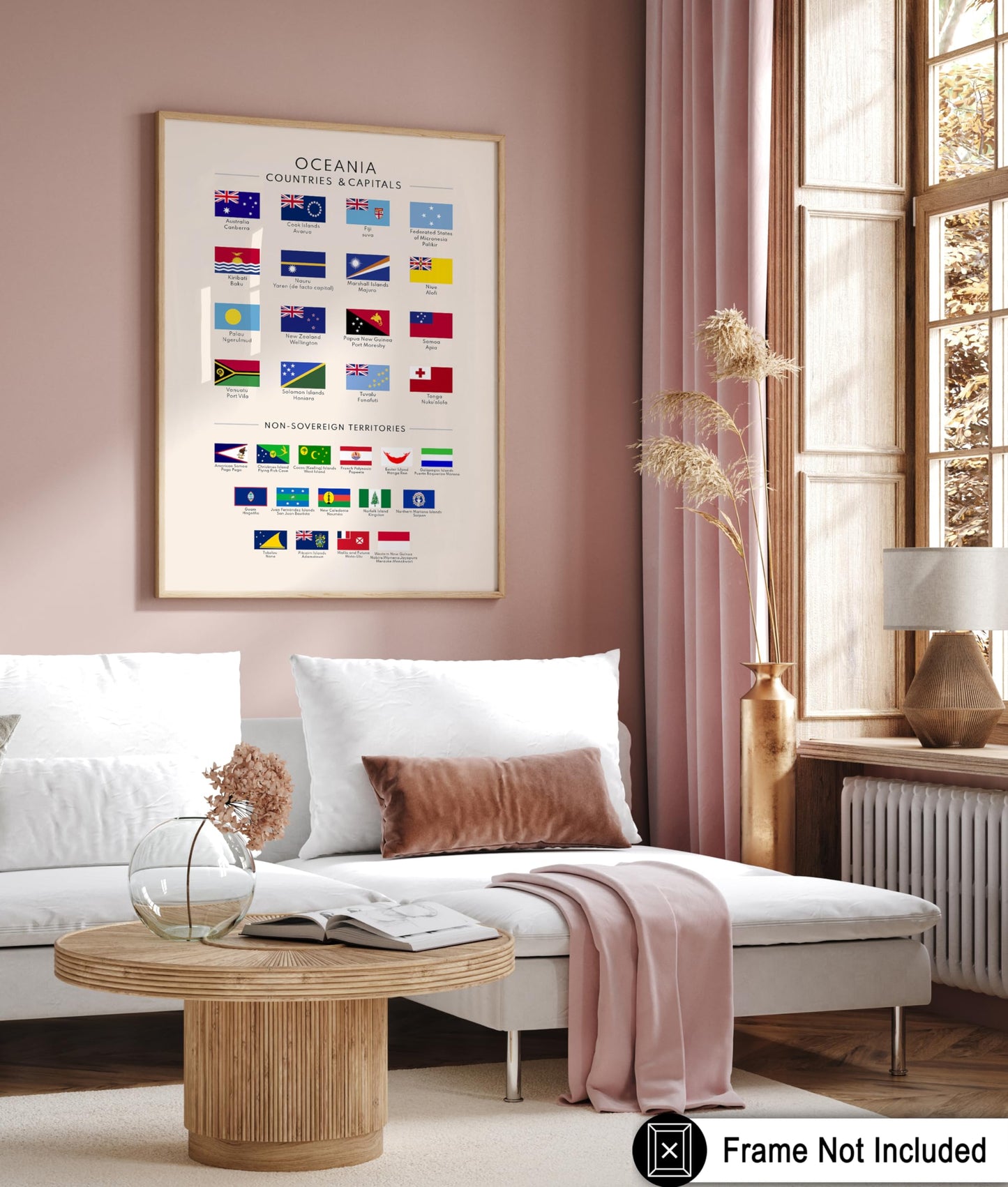 Poster Master Oceania Countries & Capitals Poster - Educational Print - Learning Materials Art - Flag Art - Gift for Student & Teacher - Great Decor for Classroom or Library - 8x10 UNFRAMED Wall Art