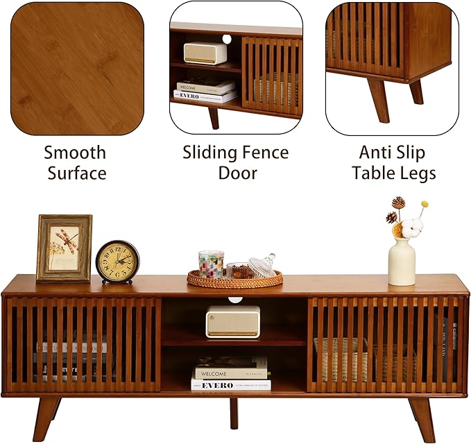 Bamboo TV Stand for TVs up to 65", Accent Entertainment Center