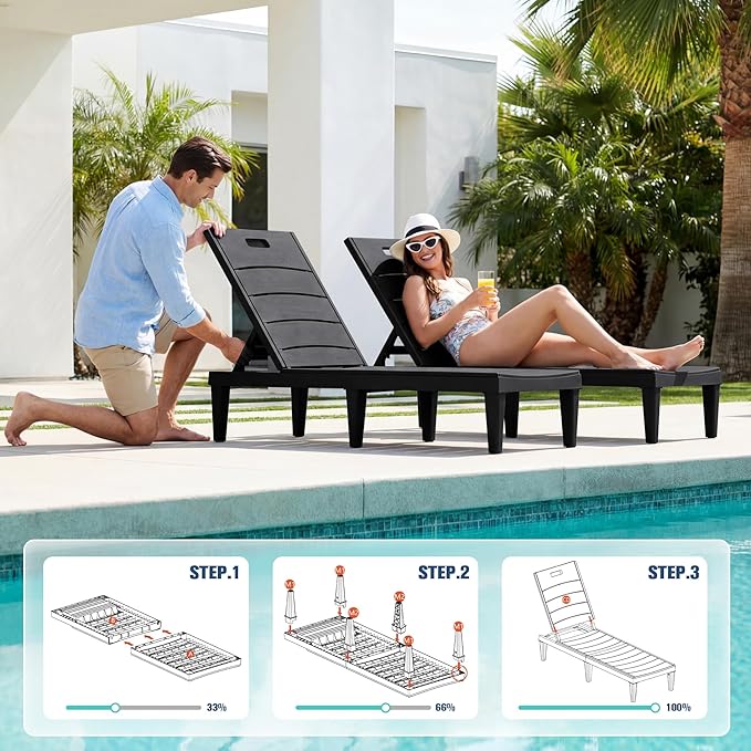 Devoko Outdoor Chaise Lounge Chair Set of 2