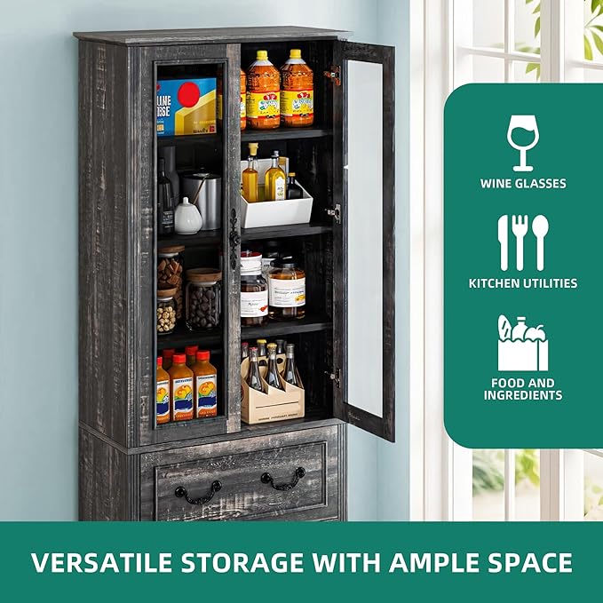 YITAHOME 76'' Tall Kitchen Pantry Cabinet, Freestanding Storage Cabinet