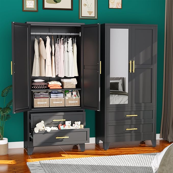 erosoei Metal Armoire Wardrobe Closet, 71 "Metal Clothing Storage Cabinet