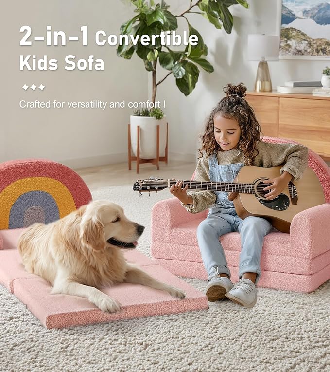 little dove Extra Wide Soft Toddler Couch Fold Out, Comfy Toddler Chair
