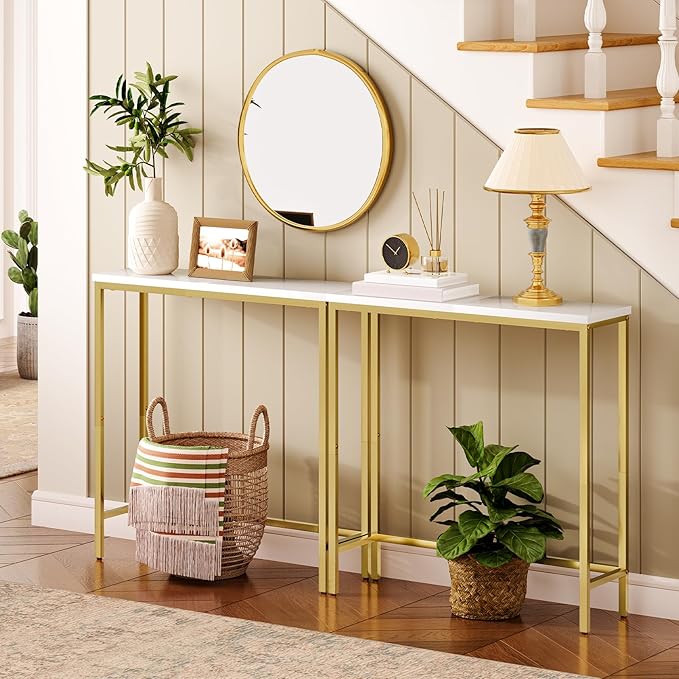 HOOBRO Narrow Console Table, 29.5" Small Entryway Table, Thin Sofa Table