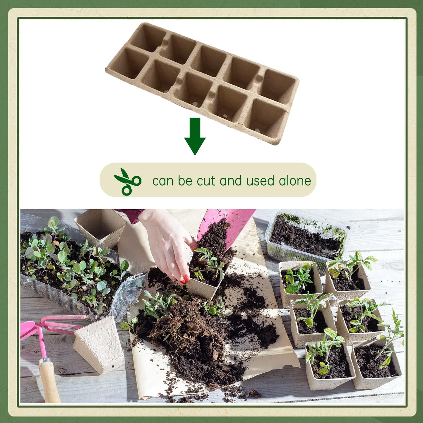 YEIHHEIY 200 pcs Seed Starter Pots Kits Include 50pcs 4 Inch Peat Pots with Drainage Holes 100 Cells 2 Inch Seedling Starter Trays and 50 Pcs Plant Labels Outdoor Garden Germination Nursery Pots