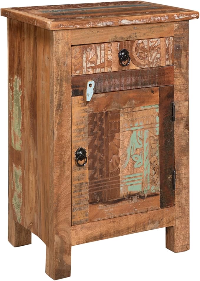 Traditional Carved Wood Side Table, Elegant Addition to Any Room, Made from
