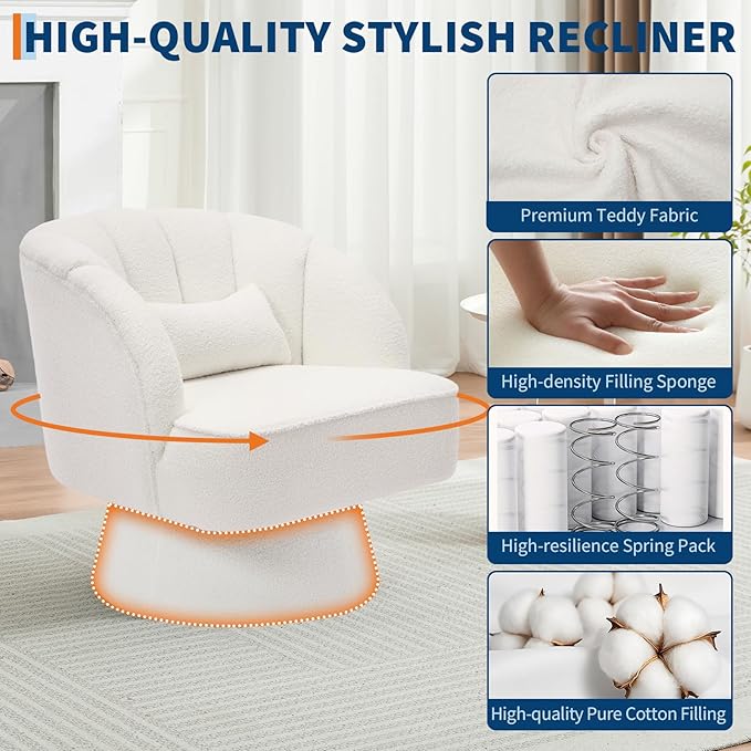 Garvee Ultra-Plush Swivel Accent Chair, 360° Barrel Lounge Chair