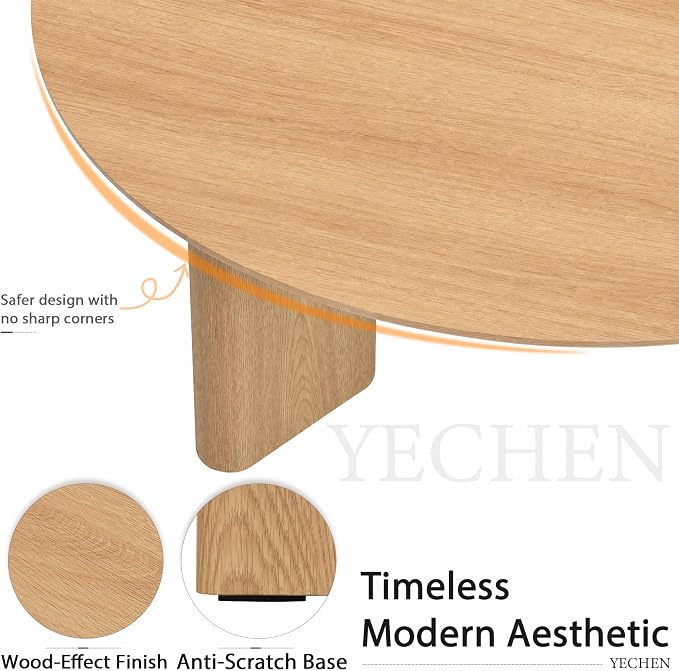 Yechen Nesting Coffee Table Set of 2, Round Wooden Veneer Coffee Table and Side Table Set, Circle Modern Center Tables with Smooth Thick Design for Living Room, Office, or Apartment