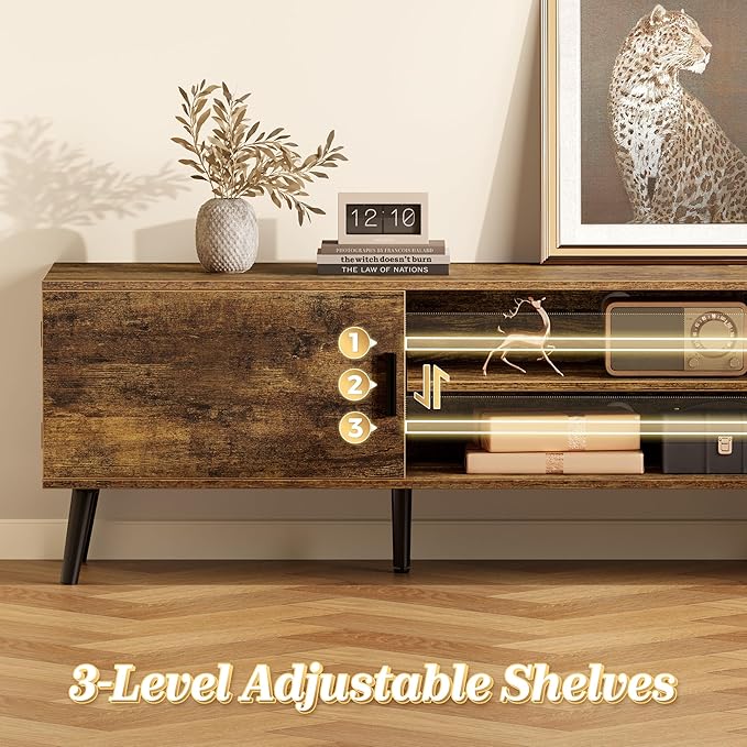 SUPERJARE 70.9 Inch TV Stand for 65, 75 Inch TV, Entertainment Center