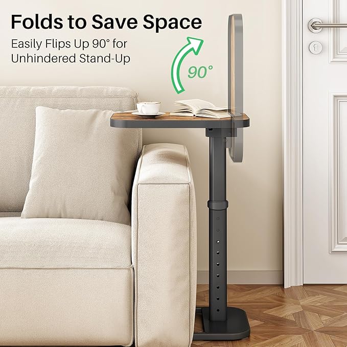 Kitstorack TV Tray Table, Adjustable Height & Flip-Top & Rounded Metal Corners