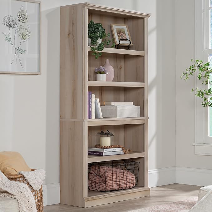 Sauder 5 Tier Book Shelf Wooden Bookcase Multipurpose Bookshelf