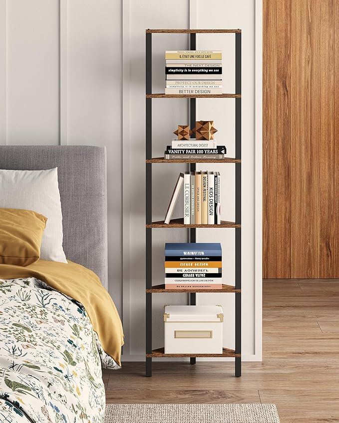 TUTOTAK Corner Shelf, 6-Tier Corner Bookshelf