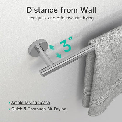 USHOWER Polished Chrome Bathroom Accessories Set, 24-Inch Towel Bar Set Wall Mounted, Durable SUS304 Stainless Steel Bathroom Hardware Set, 8-Piece
