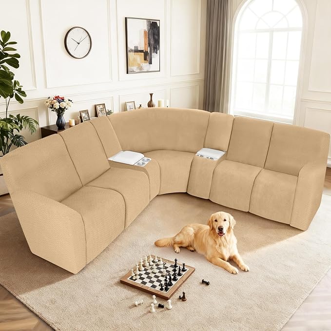ALIECOM 100% Waterproof Recliner Sectional Couch Covers L Shape Stretch Corner
