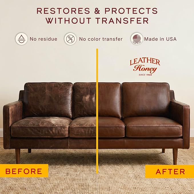 Leather Honey Brown Recoloring Balm: Color Restorer and Scratch/Scuff Remover