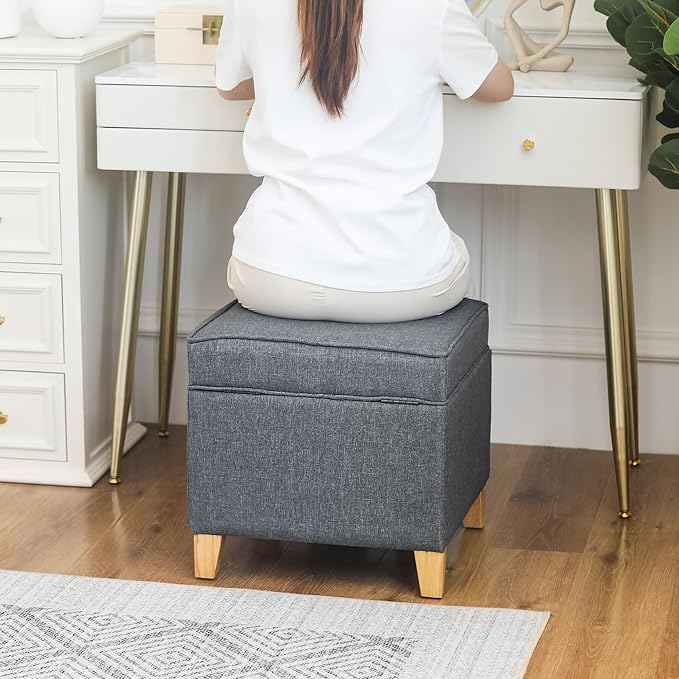 Adeco 17.5" Square Fabric Ottoman