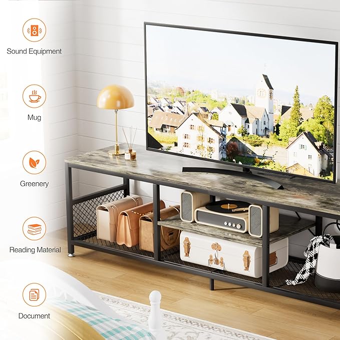 VECELO TV Stand with Power Outlets