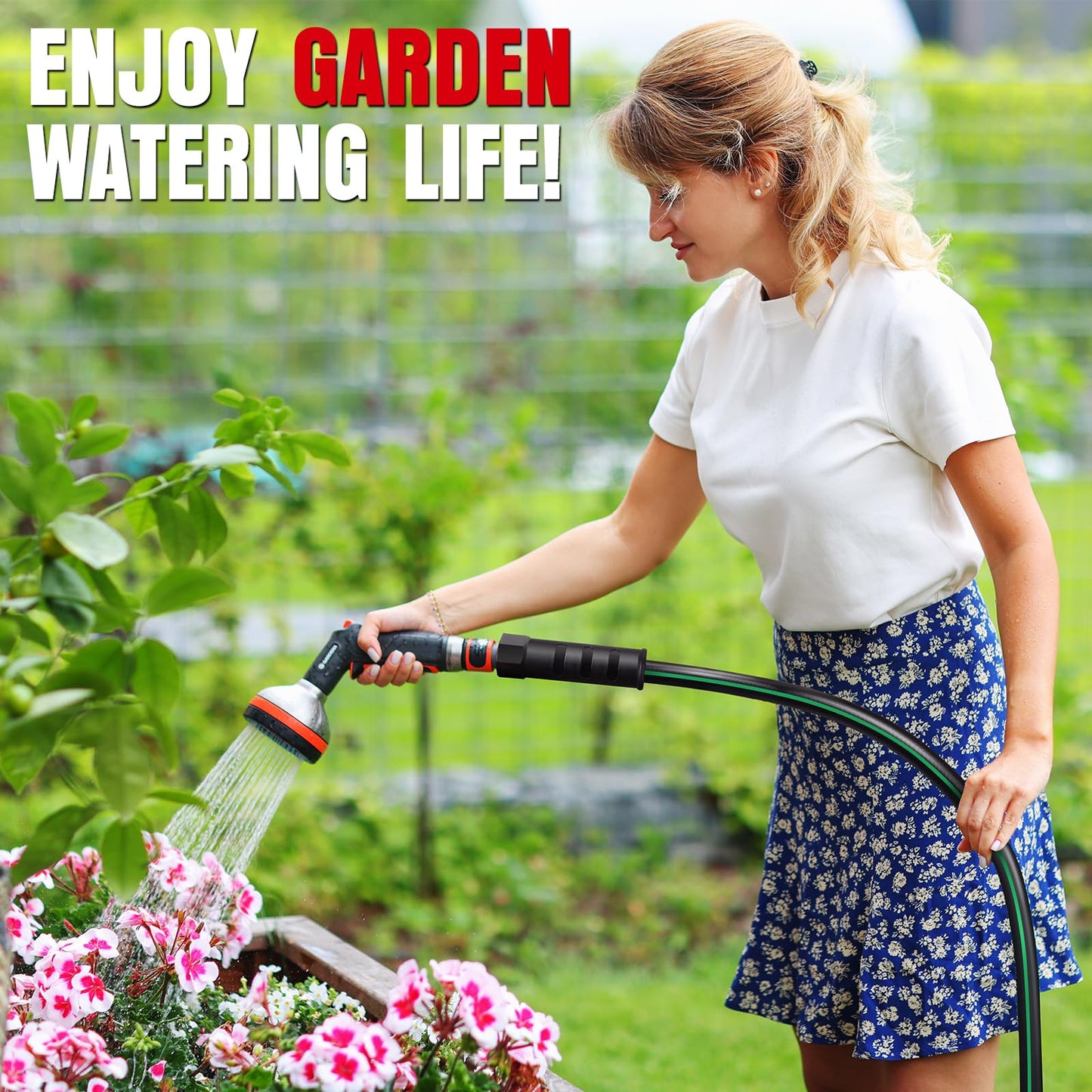 Heavy Duty Garden Hose 25ft, NON-EXPANDABLE Flexible Water Hose, Kink Resistant Lightweight Hybrid Hose, Leakproof Hose Male to Female Fittings