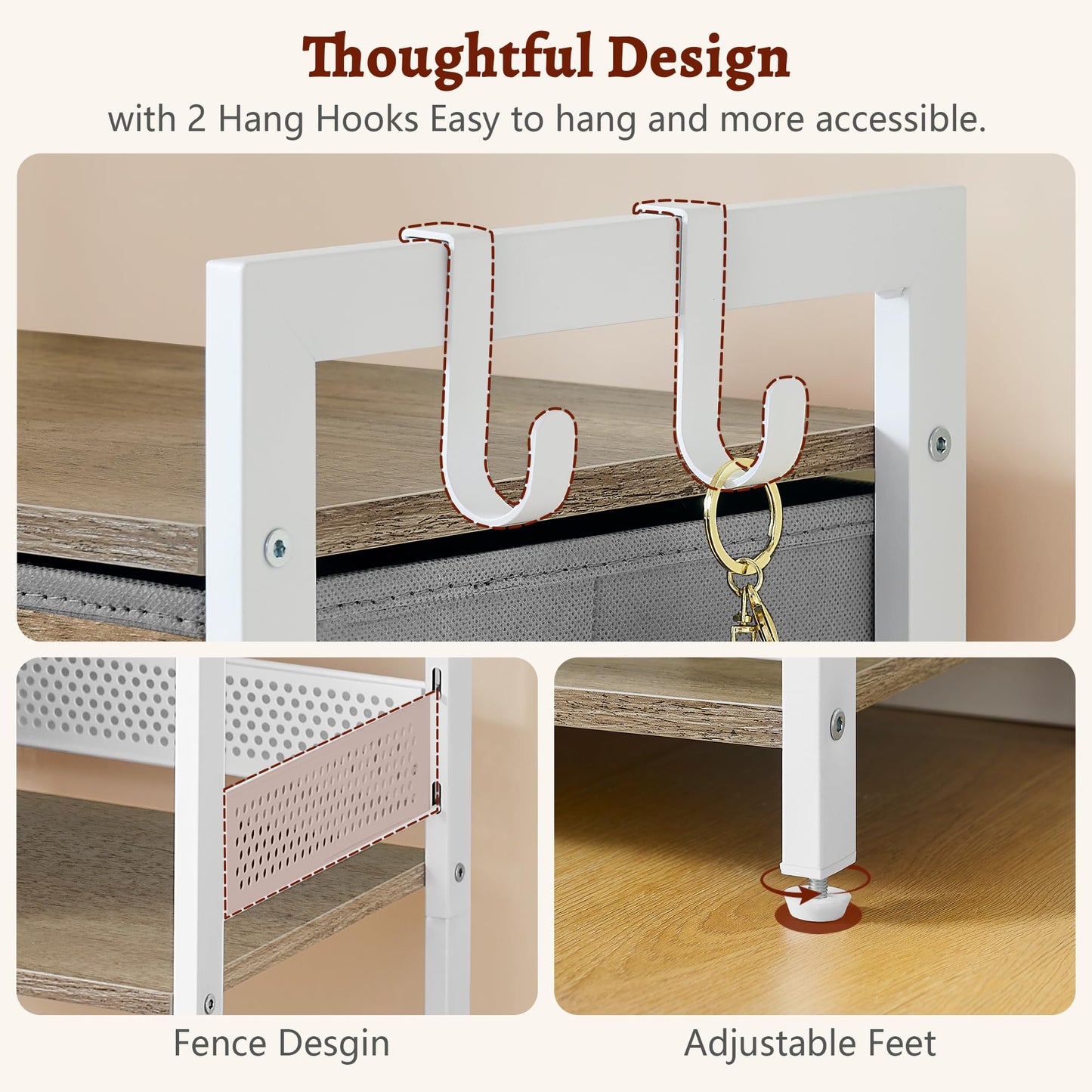 FAVOOSTY 4 Tier Ladder Shelf Stand, Bookshelf with Drawer Storage, Decorative Display Shelves Wood & Metal, Plant Shelf, Standing Shelf Unit for Living Room Bedroom Office Kitchen, White