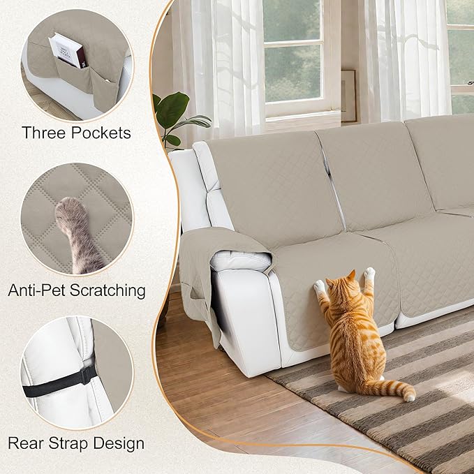 HDCAXKJ 100% Waterproof Reclining Sectional Couch Covers L Shape Recliner Sofa