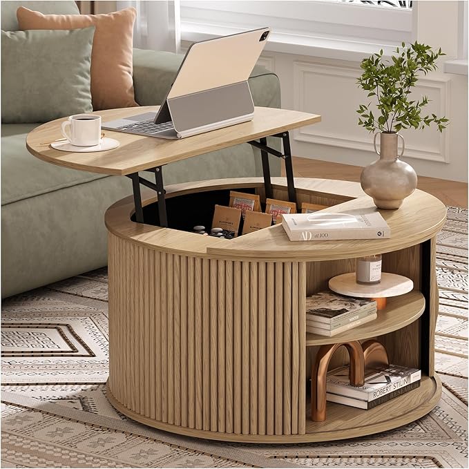 SULIVES Round Coffee Table