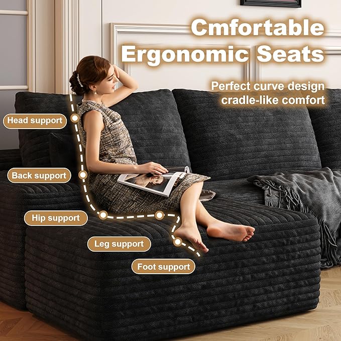 108" Sectional Couches for Living Room Cloud Couch Sofa
