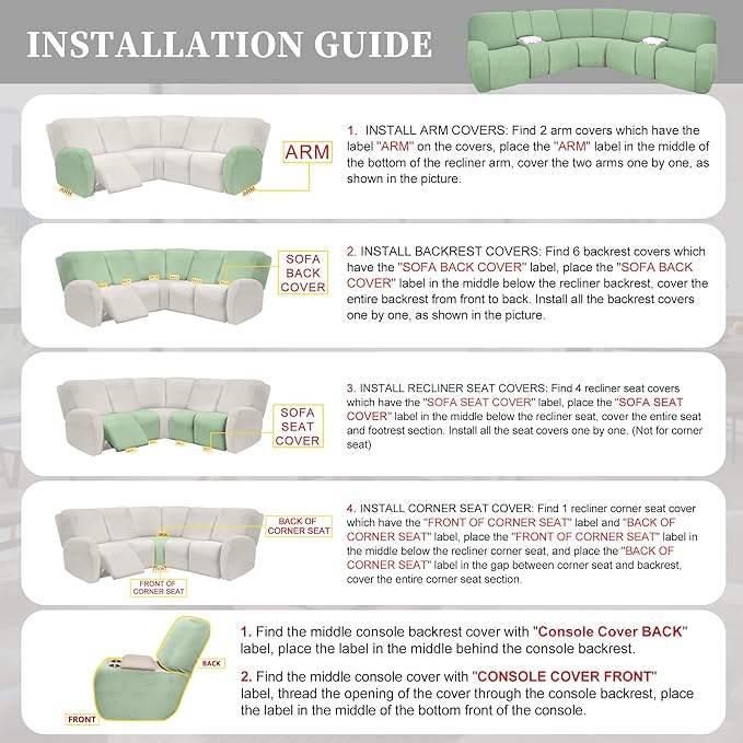 100% Waterproof Sectional Recliner Couch Covers