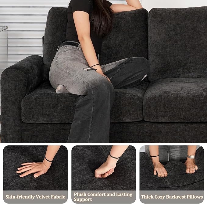 EASE MOOSE 100" Chenille L-Shaped Sectional Sofa, Modern Deep Seat Modular Couch