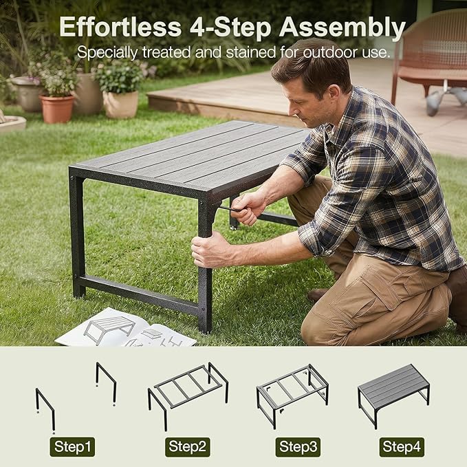 ODK Outdoor Coffee Table, Rectangle Weather-Resistant Patio Coffee Table