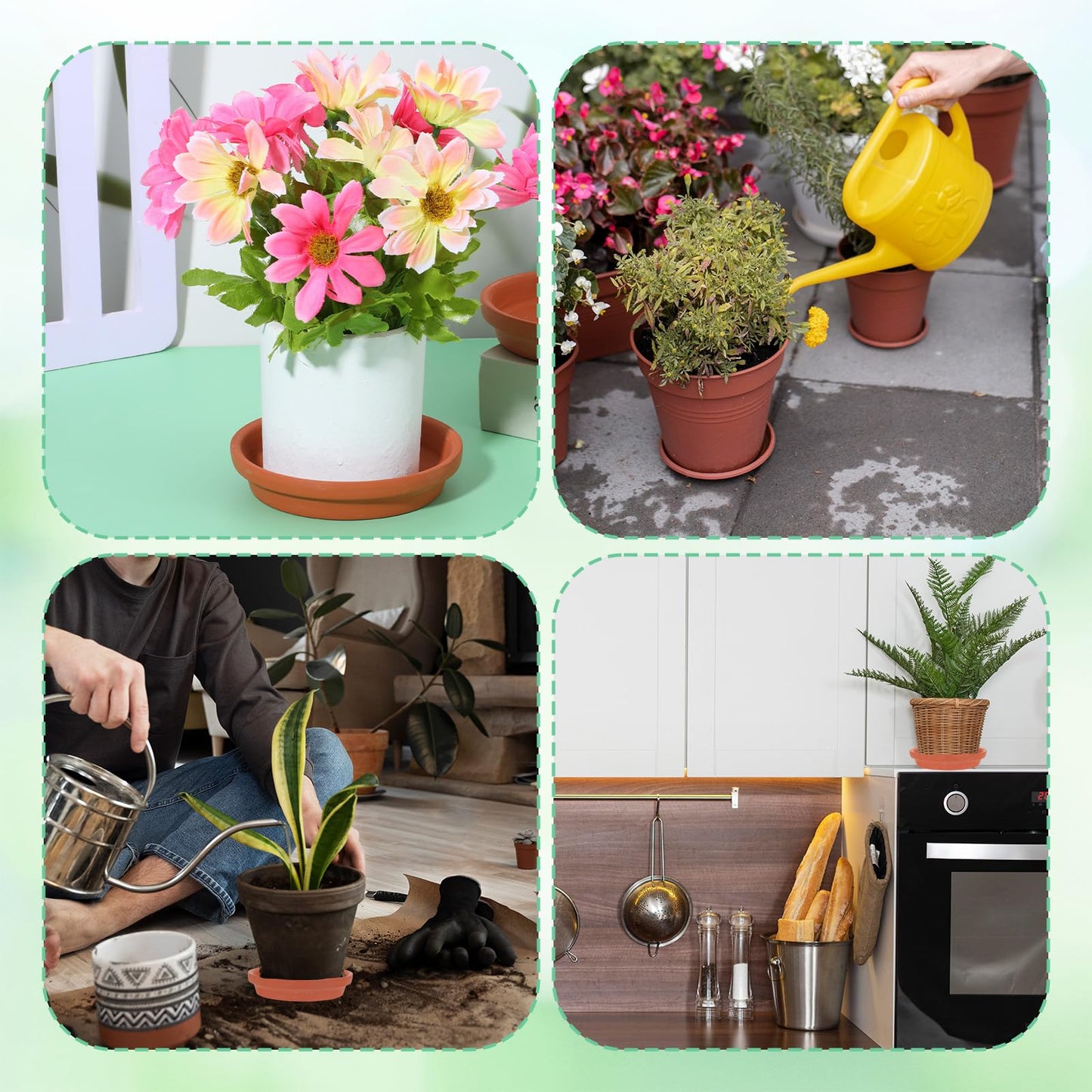 12 Pack 4.5 Inch Clay Trays, Durable and Thicker Terracotta Flower Pot Saucers for Flowers Round Clay Plate for Pots, Indoor & Outdoor Suitable for 4 inch Flower Pots